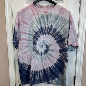 Victoria's Secret PINK over-sized Tie-Dye Short Sleeve Tee - Pink, Blue, Green